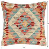 handmade Traditional Pillow Red Blue Hand-made SQUARE 100% WOOL  Hand woven turkish pillow  2 x 2